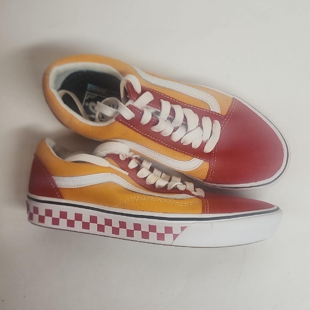 Vans Comfy Cush Red and Yellow Checkered Sneakers 7M/8.5W
